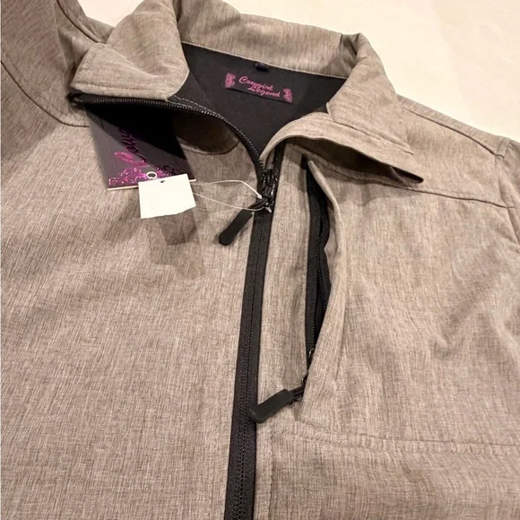 Women’s Cowgirl Legend lightweight Gray Zip-Up Jacket with Black Accents - Picture 11 of 12